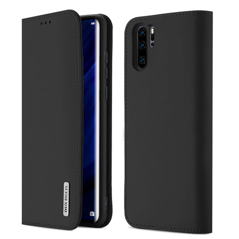 DUX DUCIS For Huawei P30 pro Luxury Genuine Leather Magnetic Flip Cover Full Protective Case with Bracket Card Slot black_Huawei P30 pro ZopiStyle