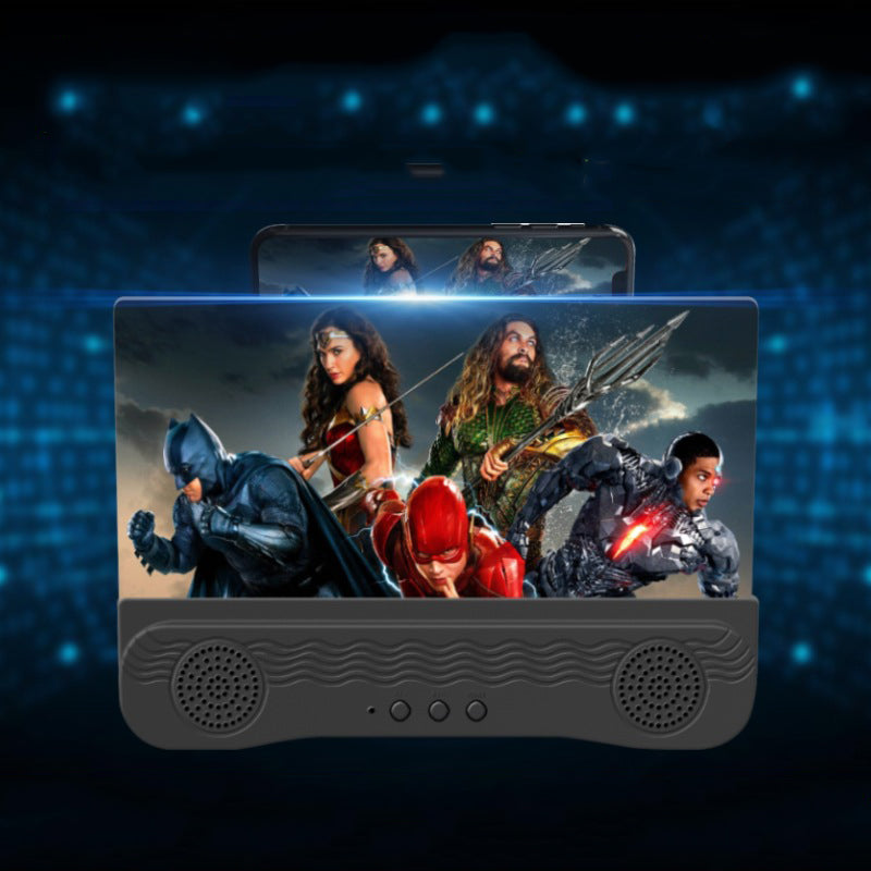 Screen  Amplifier 6D High-definition Dual Speakers Bluetooth-compatible Audio Mobile Phone Screen Amplifier Black ZopiStyle