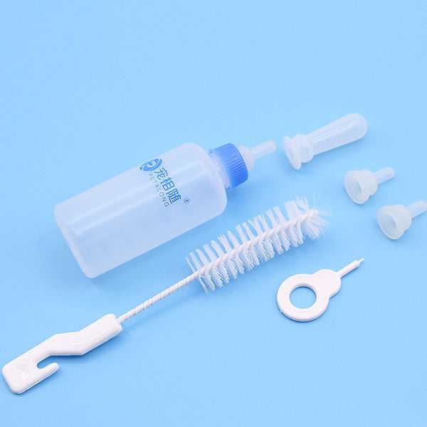 Pet Nursing Feeding Bottle with Cleaning Brush Pacifier Kit for Dog Puppy Cat  blue ZopiStyle