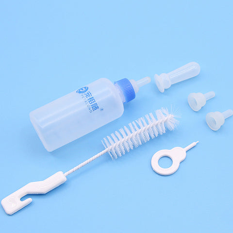 Pet Nursing Feeding Bottle with Cleaning Brush Pacifier Kit for Dog Puppy Cat  blue ZopiStyle
