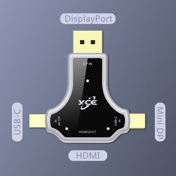 Multi Function Converter USB3.1 type-c/DP/MINI DP to HDMI Three-in-one Adapter black ZopiStyle