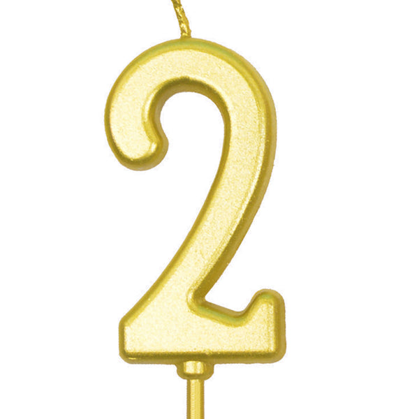 Number Candle Smokeless Gold Color Birthday Cake Topper Decorations Party Cake Supplies Number 2 ZopiStyle
