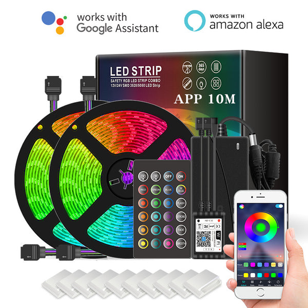 10m 5050 RGB LED Stripe Smart WiFi APP Remote Control String Light 300 LEDs Work with Alexa Google Asistant US plug ZopiStyle