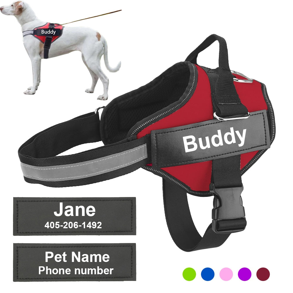 Personalized Dog Harness Reflective Adjustable Pet Harness Vest For small large Dog With Customized Patch Dog Walking Supplies ZopiStyle