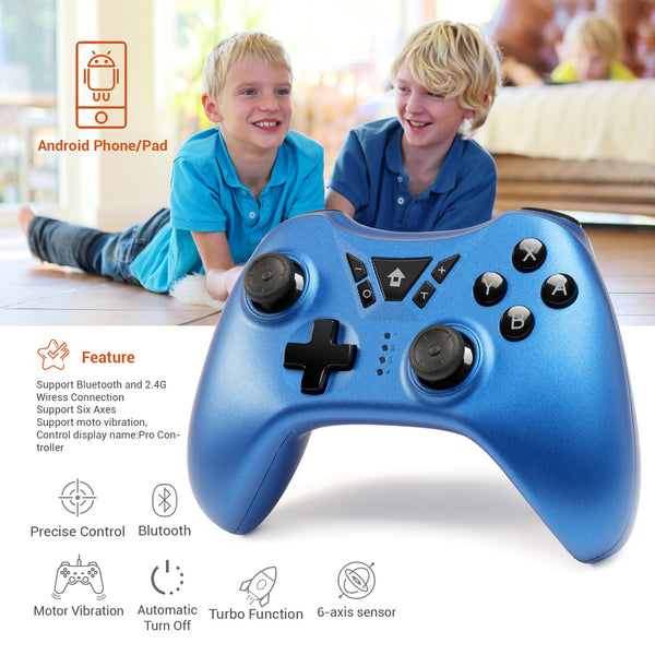 TSW05 Wireless Gamepad Compatible for Switch PS4 PS3 PC Android TV Box Bluetooth Connection Ergonomic Design Pressure Sensitive Buttons blue ZopiStyle
