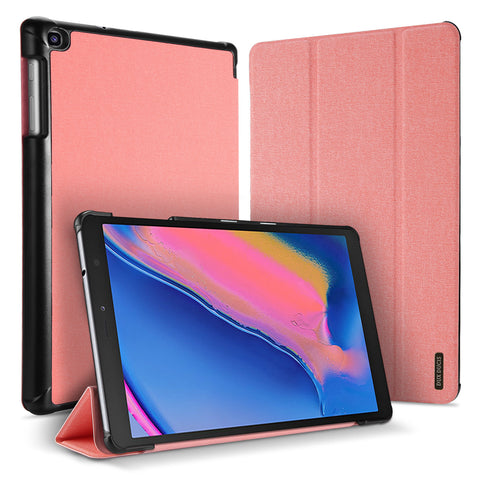 DUX DUCIS For Samsung TAB A 8.0 (2019) P200-P205 Simple Solid Color Smart PU Leather Case Anti-fall Protective Stand Cover with Pencil Holder Sleep Function  Pink ZopiStyle