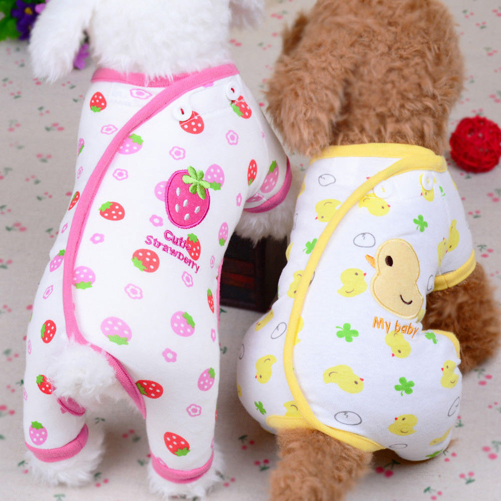 Cute Printing Cotton Pet Dog Four Feets Coat Pajamas red_M ZopiStyle