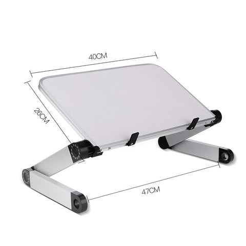 Aluminum Alloy Laptop Portable Foldable Adjustable Laptop Desk Computer Table Stand Tray Notebook PC Folding Desk Table Enlarge white ZopiStyle