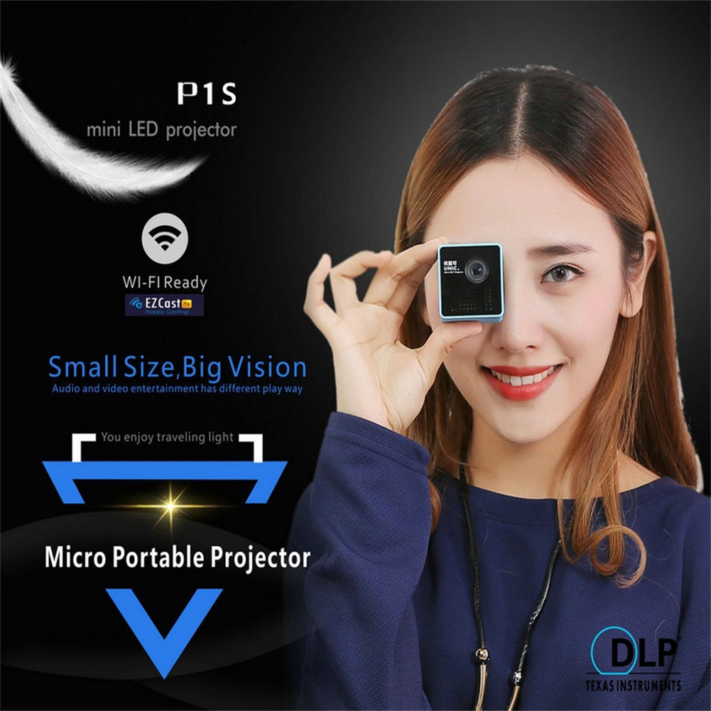 P1s Portable Hd Home Mini  Projector Wireless Screen Sharing Multimedia Movie Video Projector Home Theater Cinema Player Home Entertainment black ZopiStyle