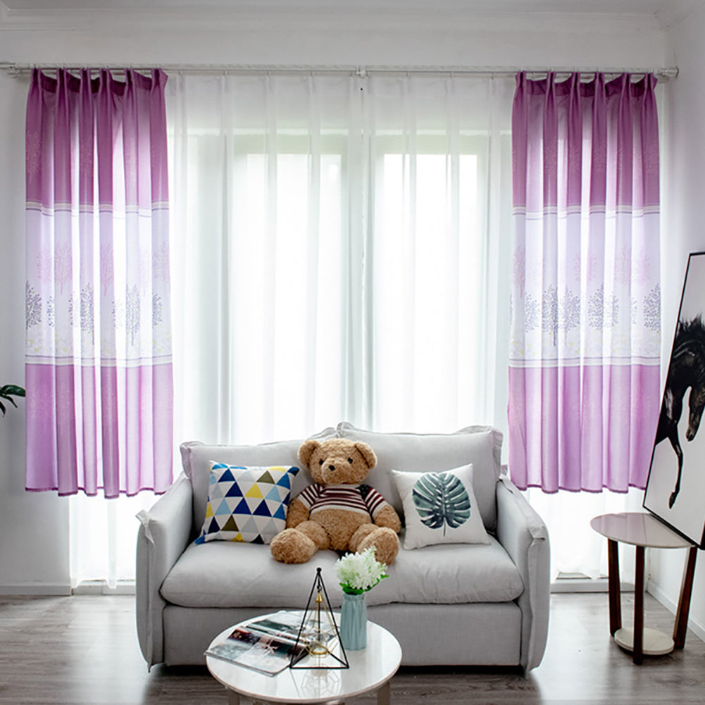 Tree Printing Curtains for Window Drapes Modern Shade Curtain for Living Room Bedroom purple_1 * 2m high hook ZopiStyle