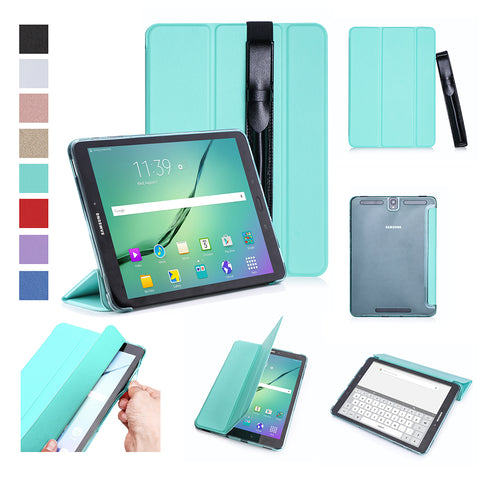 For Samsung tab S3 9.7 inch T820/T825 PU Leather Protective Case with Pen Bandage Sleep Function green ZopiStyle