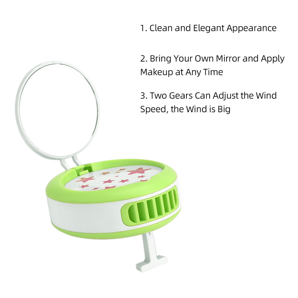 Green Mini Portable Eyelash Extension Glue Quick Dry Air Conditioning Fan with Mirror green ZopiStyle
