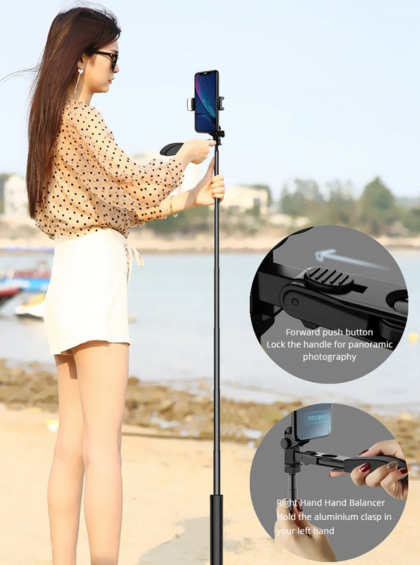 A21 Video Stabilizer Selfie Stick Tripod Bluetooth Tripod Selfie Stick Fill Light for iPhone Xiaomi Huawei Gimbal Mobile Phone Black-80cm ZopiStyle