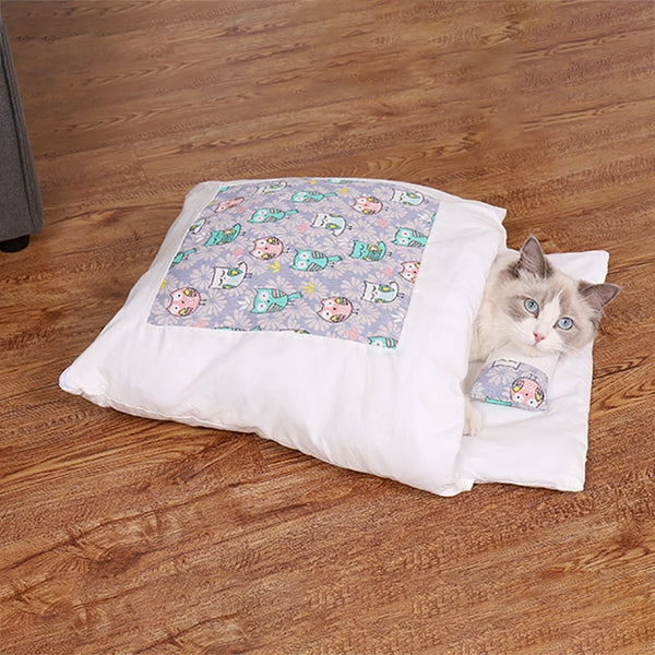 Removable Dog Cat Bed Cat Sleeping Bag Sofas Mat Winter Warm Cat House Small Pet Bed Puppy Kennel Nest Cushion Pet Products ZopiStyle