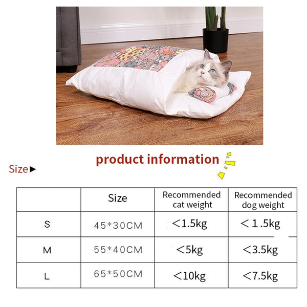 Removable Dog Cat Bed Cat Sleeping Bag Sofas Mat Winter Warm Cat House Small Pet Bed Puppy Kennel Nest Cushion Pet Products ZopiStyle