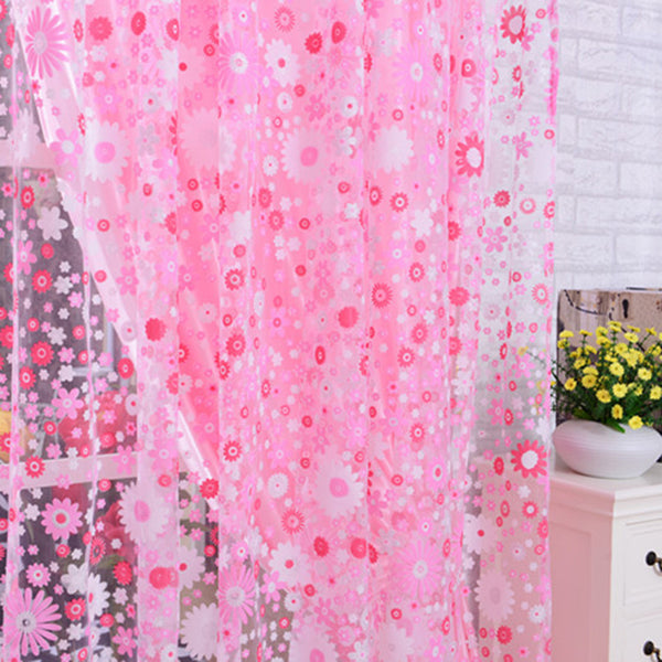 Floral Offset Printing Window Curtain Tulle for Bedroom Living Balcony Decorative Shading Pink_W 140cm * H 240cm ZopiStyle