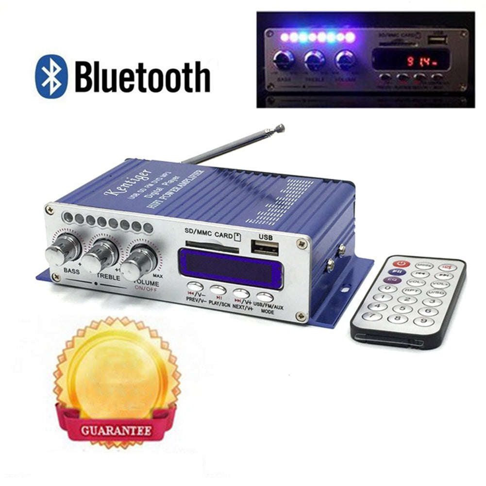 502S Mini Bluetooth Amplifier Remote Control USB/SD Card Player FM Radio Power Amplifier 12V blue Bluetooth power amplifier ZopiStyle