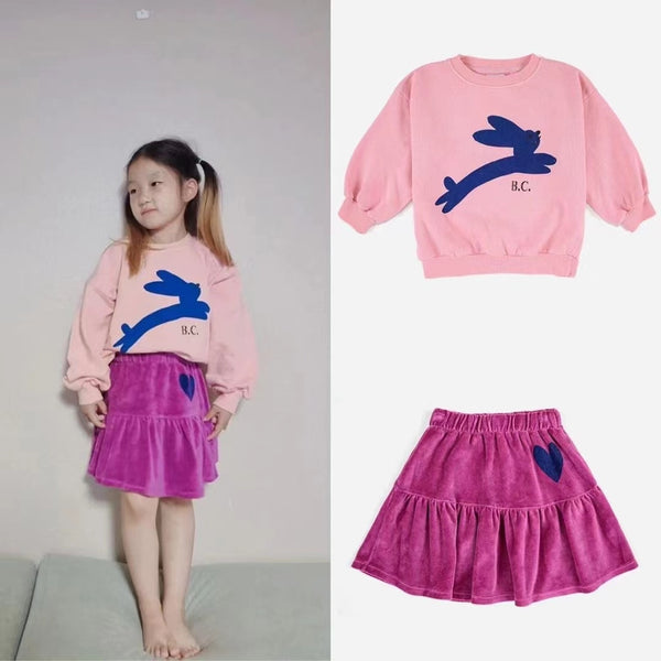 Children Girls Sets Sweater And Skirts Suits Bobo 2022 Autumn New Cartoon Long-sleeved Kids Sweatshirt T-shirts ZopiStyle