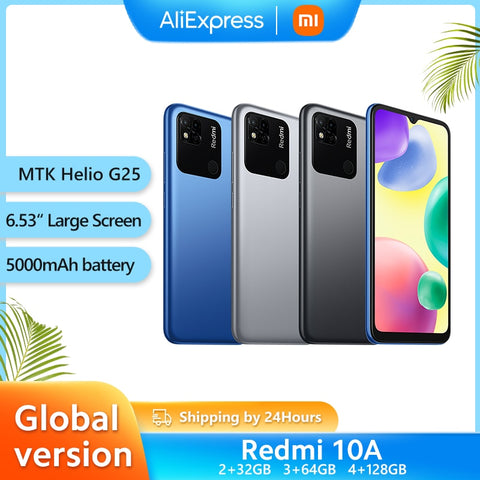 Global Version Xiaomi Redmi 10A 64/128GB Smartphone Dimensity 700 6.5&quot; 90Hz DotDisplay 48MP Triple Camera 5000mAh MTK Helio G25