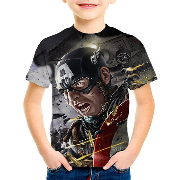 2022 Summer T-Shirt Girls boys Captain America Cartoon Print kids Clothes Fashion Harajuku Children&#39;S Clothing Avengers T Shirt ZopiStyle