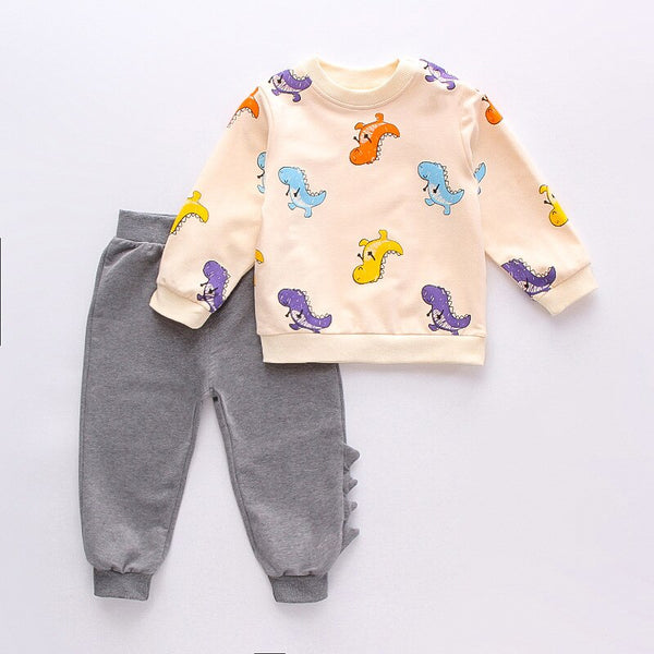 LZH Children Clothing Baby Boys Sets 2022 New Winter Kids Boys Clothes Print Top+Pant Outfit Suit For Girls Clothes 1-2-3-4 Year ZopiStyle