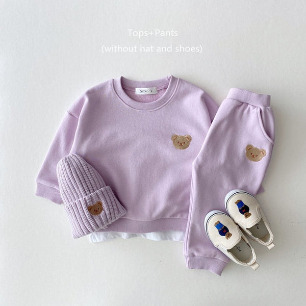 Fashion Toddler Baby Boys Girl Fall Clothes Sets Baby Girl Clothing Set Kids Sports Bear Sweatshirt Pants 2Pcs Suits Outfits ZopiStyle