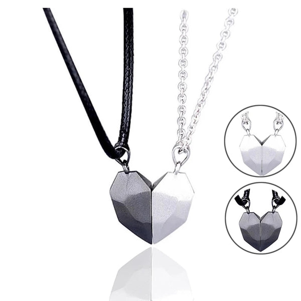 2Pcs Magnetic Couple Necklace Friendship Heart Pendant Wish Stone Distance Faceted Charm Necklace Women Valentine&#39;s Day Gift ZopiStyle