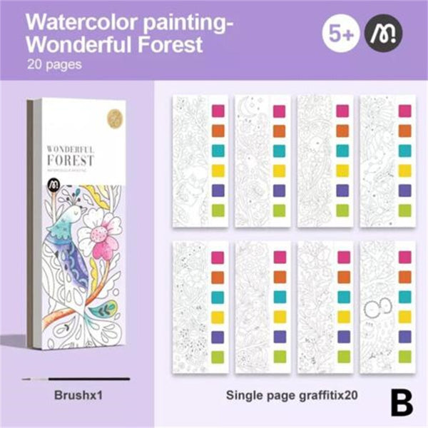 22 Sheet Coloring Books For Children Kids Adults Painting Drawing Art Book Kill Time Hand Painted Watercolour Book With Brush ZopiStyle