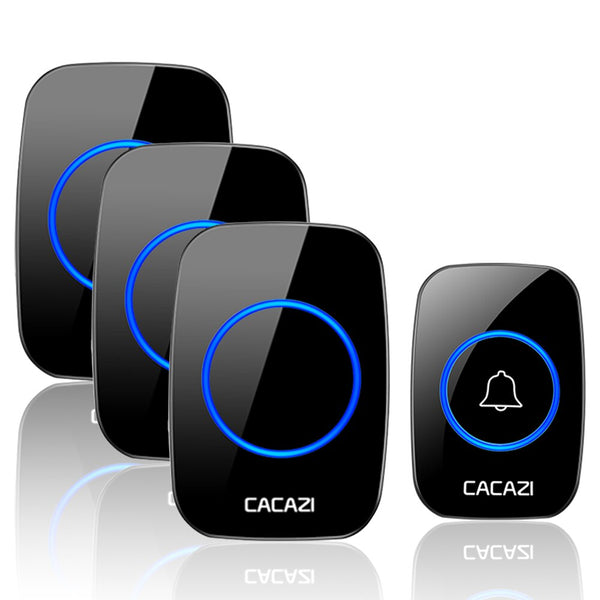 CACAZI Wireless Doorbell 60 Chimes 5 Volume Waterproof buttons 300M Remote Led light Home Smart doorbell US EU UK plug Receiver ZopiStyle
