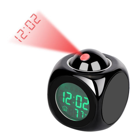Creative Projection Digital Lcd Snooze Clock Bell Alarm Display Backlight Led Projector Home Clock Timer black ZopiStyle