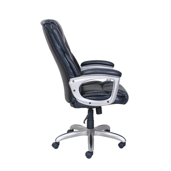 Heavy-Duty Bonded Leather Commercial Office Conference Chair with Memory Foam, 350 Lb Capacity, Black ZopiStyle