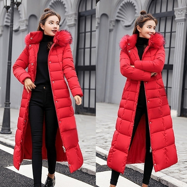 2022 new winter jacket women&#39;s warm fashion bow belt fox fur collar coat long dress women&#39;s thick coat ZopiStyle