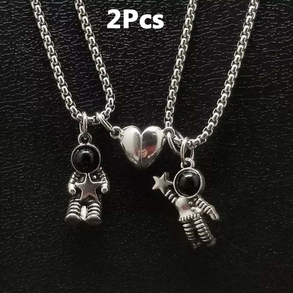 2Pcs Magnetic Couple Necklace Friendship Heart Pendant Wish Stone Distance Faceted Charm Necklace Women Valentine&#39;s Day Gift ZopiStyle