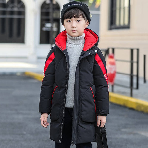 3-15 Years Jacket for Boy Mid-long Hooded Down Cotton Coat Boys Winter Warm Teens Children Outerwear Children&#39;s Jacket for Girls ZopiStyle