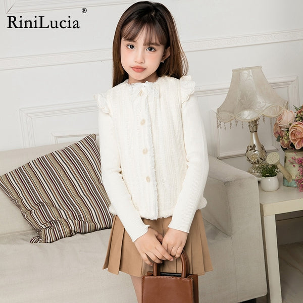 RiniLucia Baby Girls Vest Jackets Knitted Solid Warm Little Girl Autumn Winter Clothes Sleeveless Outerwear Kids Cute Coat ZopiStyle