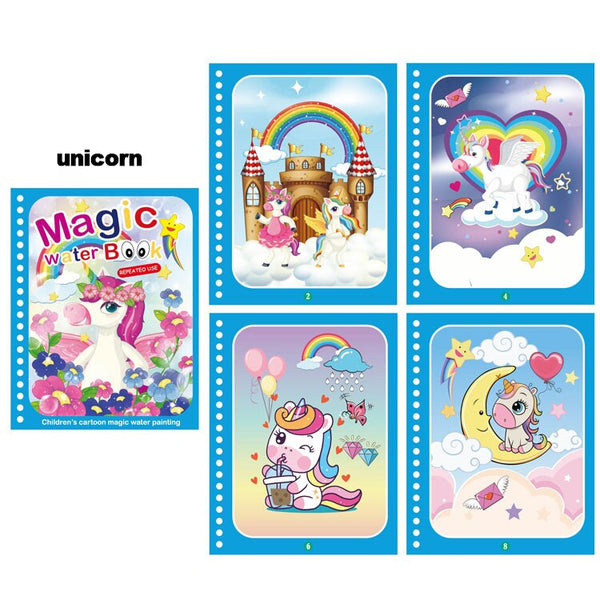 1PCS Magical Book Water Coloring Drawing Cartoons Books with Doodle Pen Painting Board Gift for Kids Early Education Copybook ZopiStyle