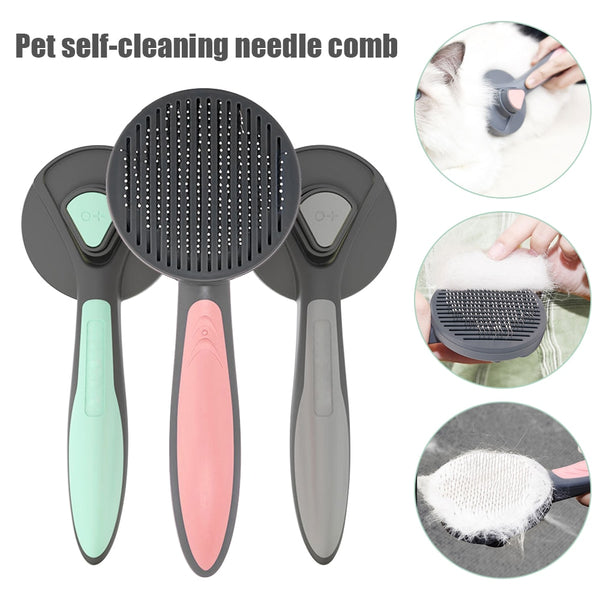 Kimpets Cat Comb Dog Hair Remover Brush Pet Grooming Slicker Needle Comb Removes Tangled Self Cleaning Pet Supplies Accessories ZopiStyle
