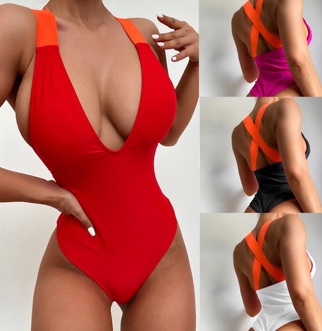 2023 Sexy V-Neck  Swimwear Women Bandage One Piece Swimsuit Backless Maio Biquini Mujer Trikini Badpak Dames Bikini Monokini