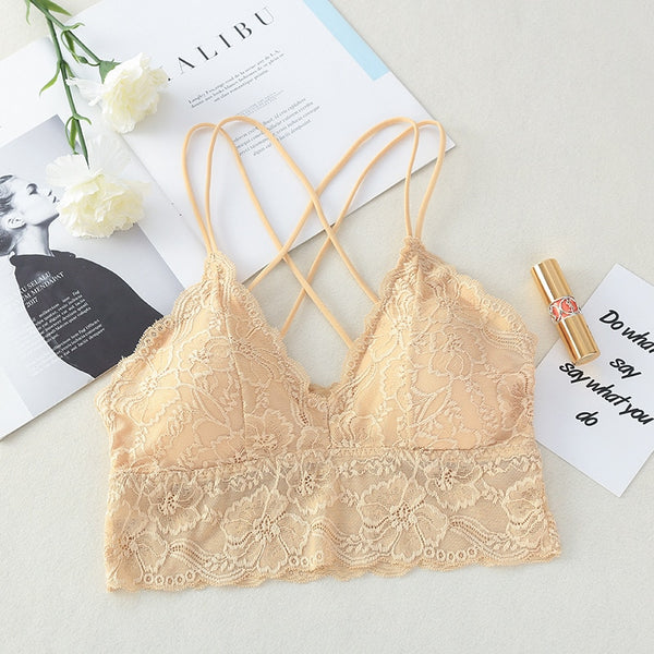 Floral Lace Bralette Sexy Bras For Women Lace Bra Female Underwear Soft Intimates Deep V Brassiere Sexy Lingerie Push Up Bra ZopiStyle