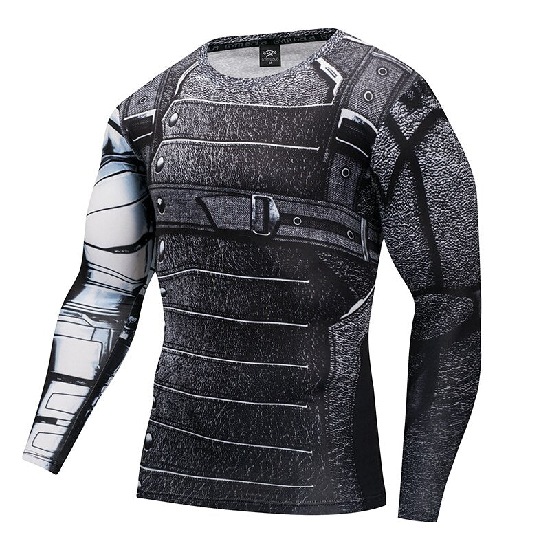 Marvel Winter Soldier Compression Running T-shirt Men Long Sleeve Sport Tops Male Gym Clothing Fitness Bodybuilding Workout Tops ZopiStyle