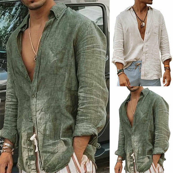 Summer Flax Shirts for Men Blouses Camisas De Hombre Chemise Homme De Luxe Men Clothing Ropa Hombre Roupas Masculinas Vintage ZopiStyle
