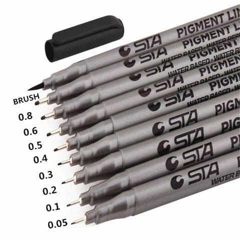 Waterproof Art Markers Brush Pen Sketch Drawing comics Pigment Line Pens  Office  School Stationery Supplies ZopiStyle