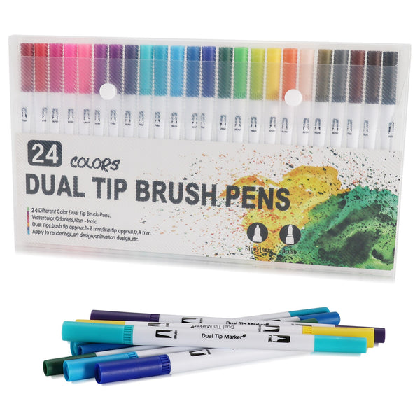 12/48/72/132 Colors Watercolor Art Markers Brush Pen Dual Tip Fineliner Drawing for Calligraphy Painting Stationery Art Supplies ZopiStyle