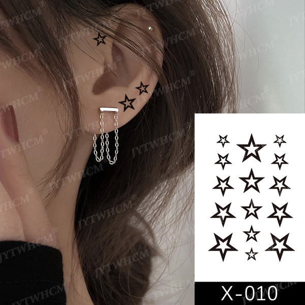 Star Collection Tattoo Stickers Waterproof Black Sexy Product Fake Tattoo Art Body Face Ears Modern Tattoo For Women Men Sticker ZopiStyle