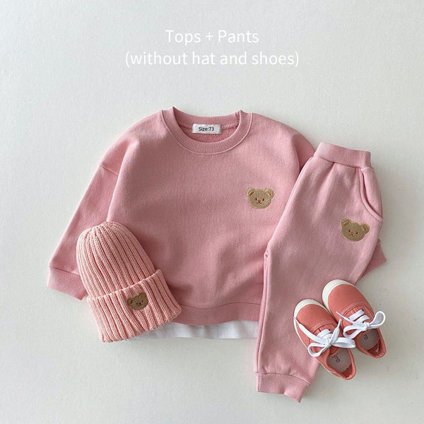 Fashion Toddler Baby Boys Girl Fall Clothes Sets Baby Girl Clothing Set Kids Sports Bear Sweatshirt Pants 2Pcs Suits Outfits ZopiStyle