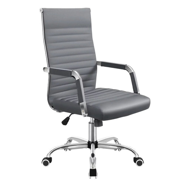Faux Leather Lift Swivel Office Conference Gaming Desk Chair Executive Conference Task Chair with Arms, Gray ZopiStyle