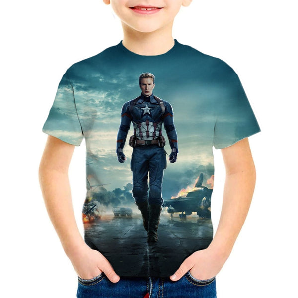 2022 Summer T-Shirt Girls boys Captain America Cartoon Print kids Clothes Fashion Harajuku Children&#39;S Clothing Avengers T Shirt ZopiStyle
