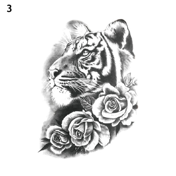 31 style Tattoo Sticker Tiger Lion Wolf Animals Fake Tattoos Stickers Waterproof Women Men Temporary Body Half Arm Tattoos henna ZopiStyle