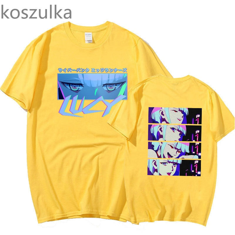 Japanese Anime Lucy Cyberpunk Edgerunners T-shirts Harajuku Cartoon Kawaii Printed Women Men Unisex Short Sleeves Summer Tshirts ZopiStyle