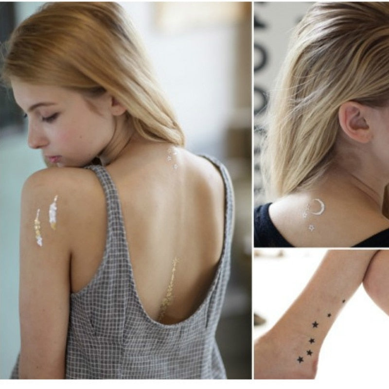 1PC Summer Style Men Women Body Art Gold Metallic Tattoo Sticker  Chain Bracelet Fake Jewelry Waterproof Temporary Tattoo ZopiStyle